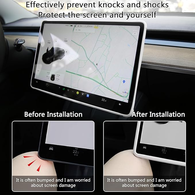 TOPABYTE 3PCS Center Console Accessories for Tesla Model Y 2021-2024 and Model 3 2021-2023 Cup Holder Insert, Screen Edge Protector Frame, Silicone Wireless Charger Mat, White