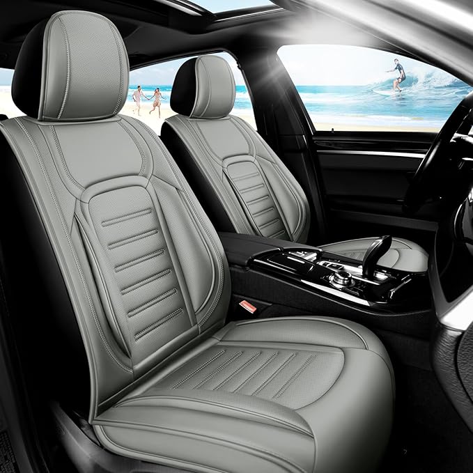 Fit Tucson Premium Leather Car Seat Covers Compatible with Hyundai Tucson 2010-2024 2026, Breathable, Wear Resistant, Airbag Compatible, All-Weather Protection & Full Coverage, Full Set Gray