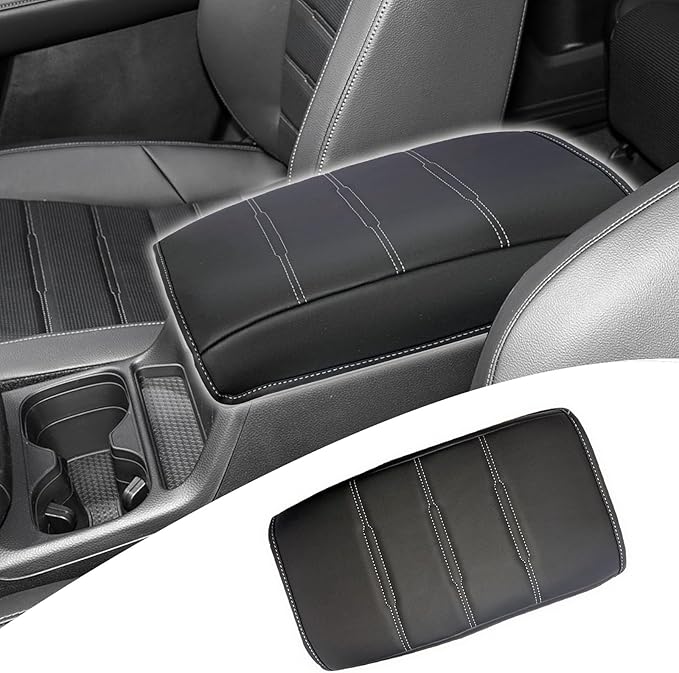 Center Console Pad Armrest Box Cover Compatible with Honda 2025 2024 2023 CRV LX EX EXL Sport Hybrid Sport Touring,Black Leather Protector Accessories for CR-V 2023 2024