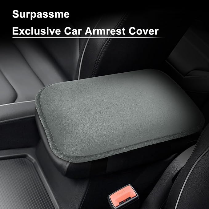 surpassme Car Center Console Pad Protector, Comfortable Car Armrest Seat Box Cover/Cushion Universal for Car/SUV Cushion Accessories(Grey)