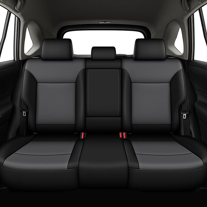 AOMSAZTO Custom Fit Seat Covers for Toyota RAV4 Hybrid 2019 2020 2021 2022 2023 2024 2025 (Not for XSE&2022-2025 SE Hybrid)-Full Set Faux Leather (New Black&Grey)
