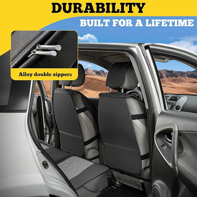 LINGVIDO Car Seat Covers Full Set (5 Seats) - Premium Perforated Nappa Leather, Waterproof Shield, Omni-Adapt Fit SUVs Sedans, Ultimate Family & Pet Protection