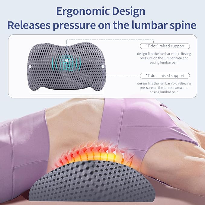 Lumbar Support Pillow for Office Chair, Car Lumbar Pillow Lower Back Pain Relief, Memory Foam Back Cushion with 4D Mesh Cover and Adjustable Straps, Ergonomic Chair Back Pillow for Car,Bed, Gaming