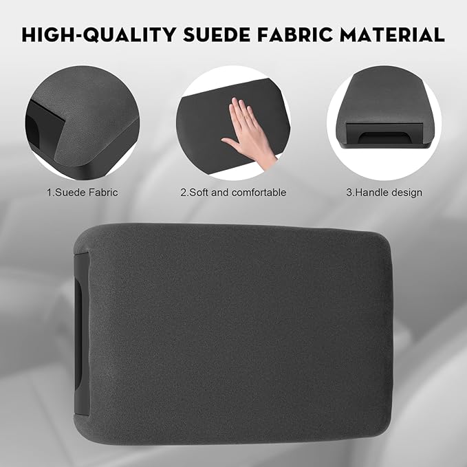 Armrest Box Cover for 2026 Tesla Model Y Juniper [Elevated] Soft Felt Center Console Armrest Cover Cushion for 2025-2026 New Model Y & 2024-2026 Model 3(Standard, Premium & Performance)