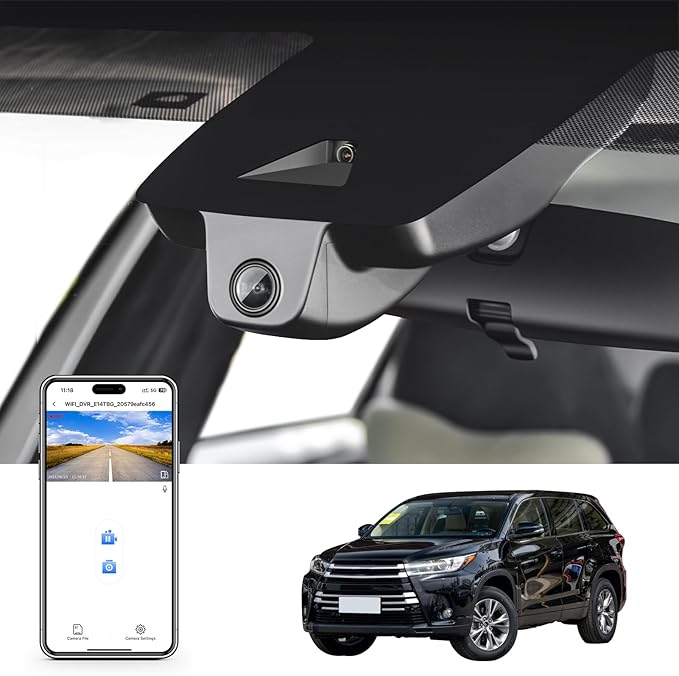 mangoal 4K Dash Cam Custom fit for Toyota Highlander & Hybrid Gen3 UX50 2017 2018 2019 (Model B), LE Limited L XLE Platinum Hybrid, Integrated OEM Look, UHD 2160P Video, App & WiFi,64GB Card