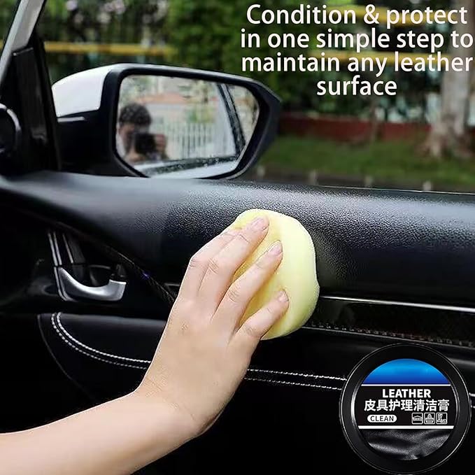 XIRUJNFD 160g/5.6oz Cleaning and Care Cream for Leather Care Conditioner, Restores & Protects for Dashboard, Steering Wheel Protection, Bag, Clothing, Sofa, Furniture, with Towels & Sponges (1)