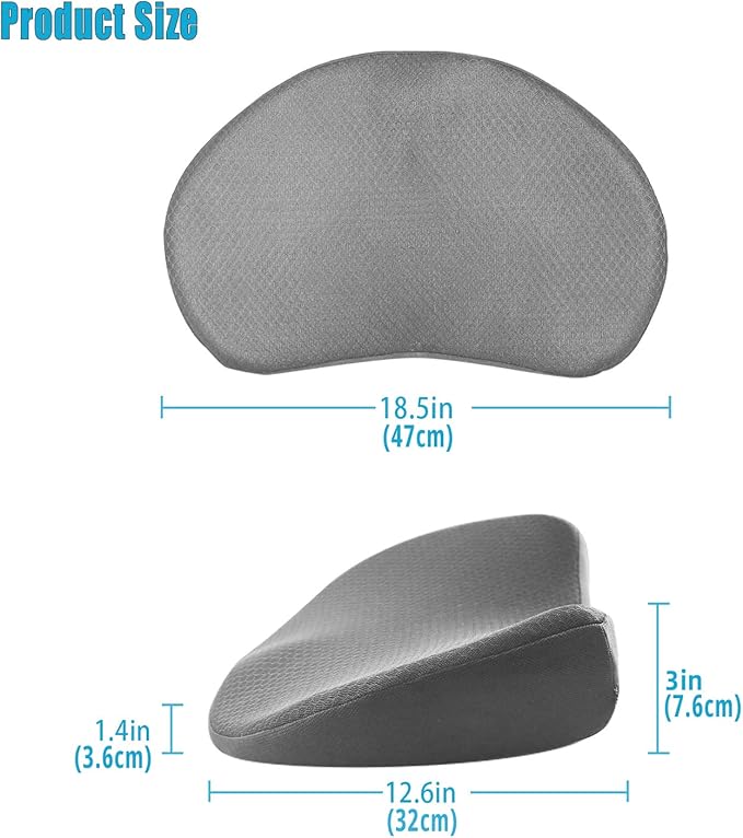 Car Seat Cushion for Driving - Comfort Memory Foam for Car Driver Seat- Back Support & Pain Relief - Car Travel Accessories for Long Trips (Gray)