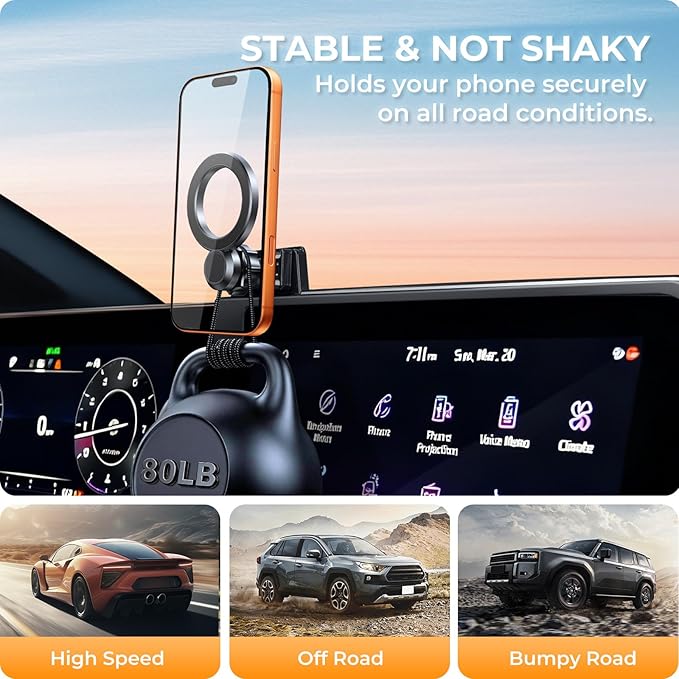Car Phone Holder for KIA NIRO/EV/Hybrid 2026 2025 2024 2023 (Only for 8/10.25-Inch Screen) 360° Rotation Magnetic Cell Phone Mount, Compatible with Magsafe, Does Not Affect Air Vent