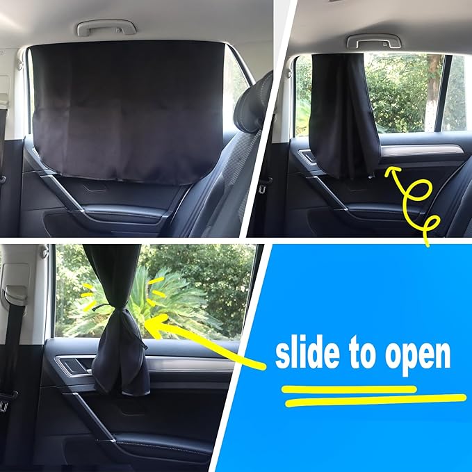 Car Window Shades for Side Windows Baby and Kids,Car Back Window Sun Shade Covers,Strong Magnetic Sunshades Curtains for Truck,27.5" x 19.5" (Solid Black Cloth)