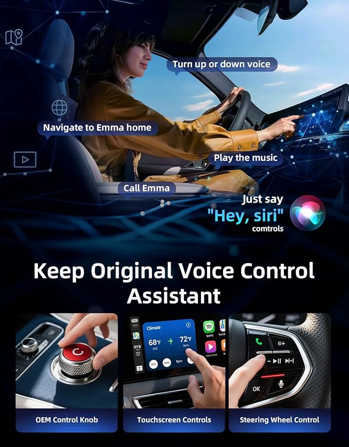 Wireless CarPlay & Android Auto Adapter – Fast & Stable Wireless Upgrade, Converts Wired CarPlay to Wireless, Plug & Play, No Delay, Compatible with iPhone 6+ & 800+ Cars (2016 & Newer)