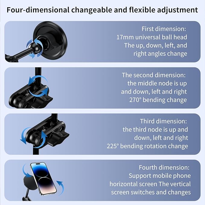 Magnetic Door-Mount Phone Holder for Tesla Model Y/3, Aluminum Alloy Construction, 4D Adjustable Car Mount with Super Magnetism, Original Hole Installation Compatible