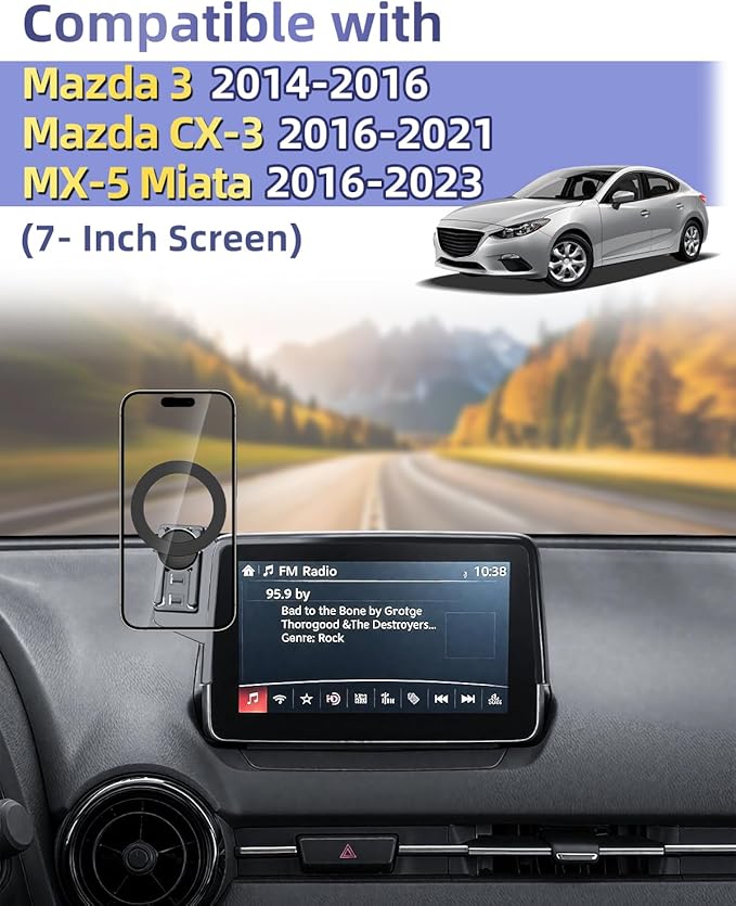 PZK Car Phone Mount for Mazda CX-3 2016-2021 /Mazda 3 2014-2016 /MX-5 Miata 2016-2023 Accessories 7-Inch Screen Compatible with Magsafe Car Phone Holder 360° Rotation Phone Cradles Not Affect Vent