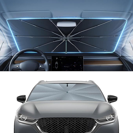 Autorder Windshield Sun Shade Umbrella for 2020-2025 Mazda CX-30 CX30 Accessories,Upgraded Ice Crystal Material,Easy Setup Umbrella Sunshade for Car Windshield,100% Sun Blocking