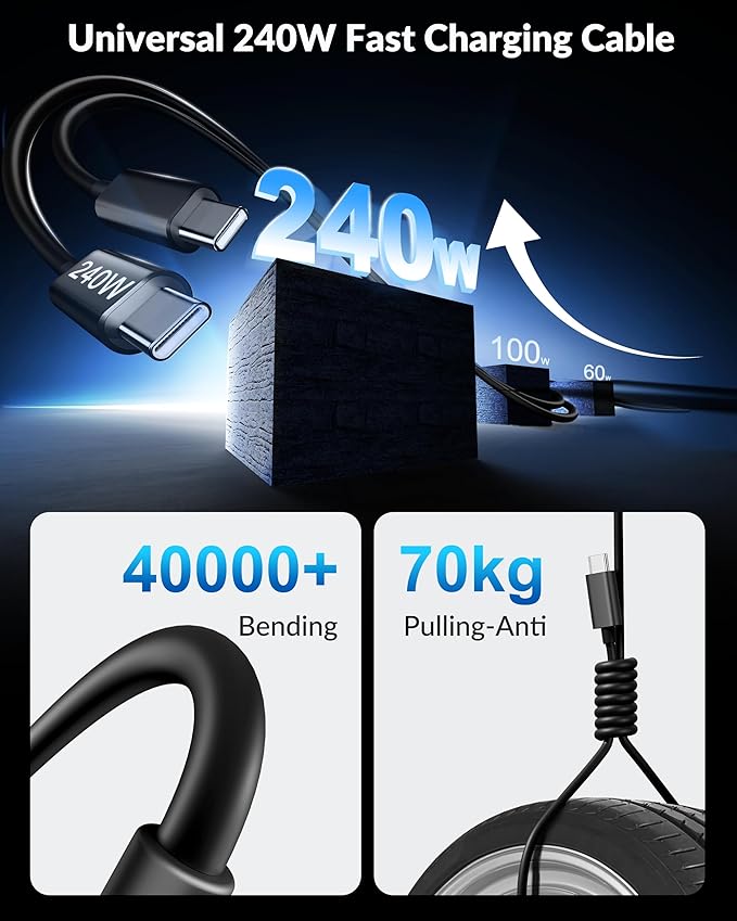 iPhone 17 16 15 Car Charger Fast Charging, 90W 4-Port USB C Fast Car Charger Cigarette Lighter Adapter with 240W 3FT USB-C Cable for iPhone 17/Air/17 Pro/17e/16/15 Pro Max/Plus/16e, iPad, Android