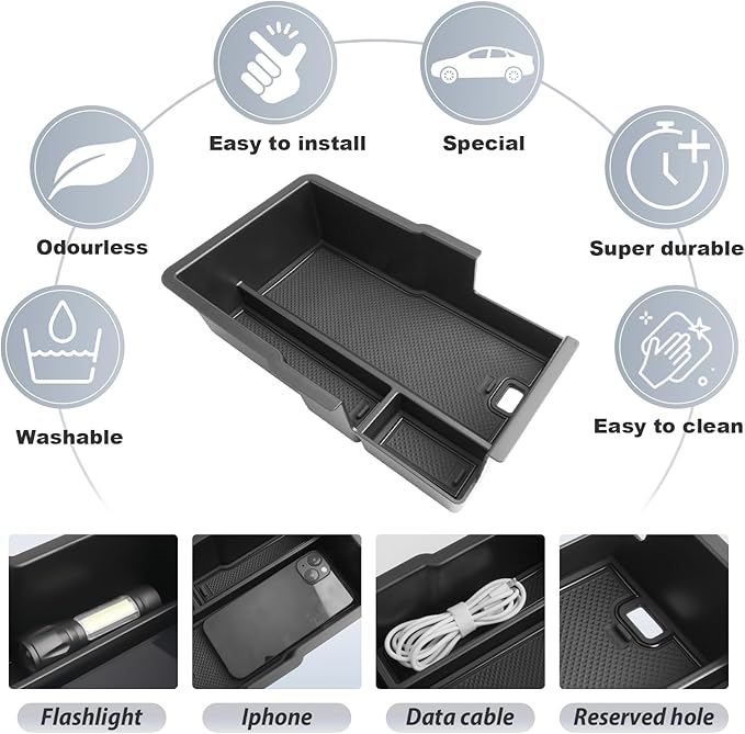 SKTU 2025 2026 Chevy Equinox Center Console Organizer for 2025 2026 Chevrolet Equinox (LT/ACTIV/RS) Console Tray 2025 2026 Chevy Equinox Accessories Armrest Secondary Storage Box with Coins Holder