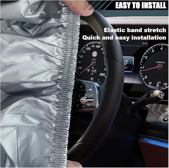 Car Steering Wheel Cover Sun Shade, Anti-Heat Steering Wheel Protector, Universal 18 Inch Auto Steering Wheel Sun Block Cover, Steering Wheel Shield Accessories for Most Car Truck SUV (Silver)