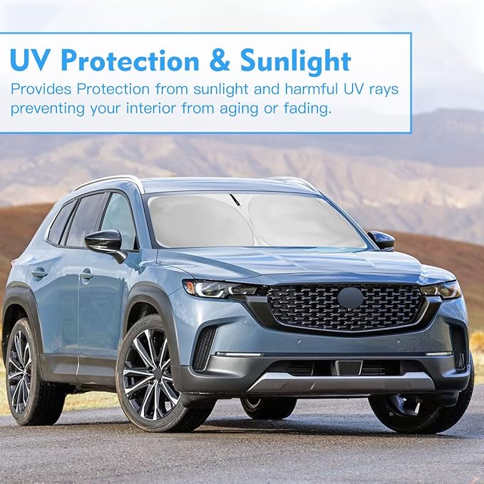 Windshield Sun Shade for Mazda CX-50 Accessories 2023 2024 2025 Window Sunshade Fit Mazda CX50 Sunshade Windshield Cover 4 Layers Front Window Shade Sun Visor Blocks UV Keep Car Cooler