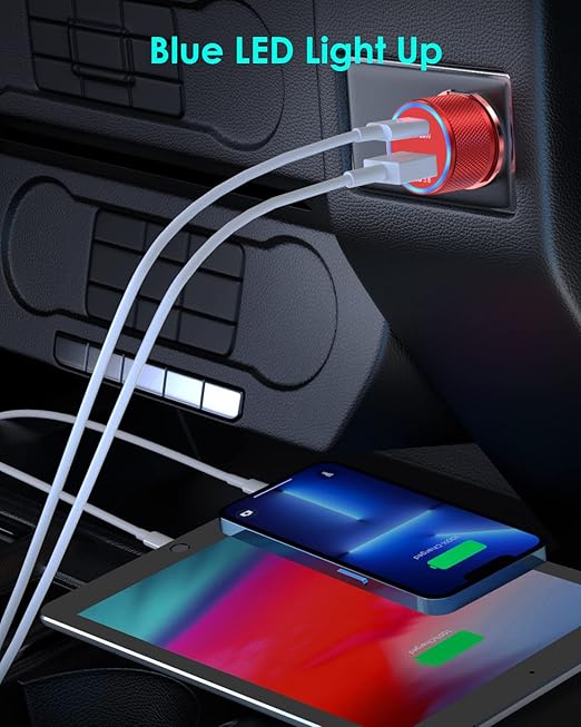 iPhone 14 Car Charger,【Apple MFi Certified】2Port 38W Fast USB C Car Charger Adapter Quick Charge Dual Port Metal Cigarette Lighter with 2Pack Lightning Cable for iPhone 14 13Pro Max Mini/12/11,AirPods
