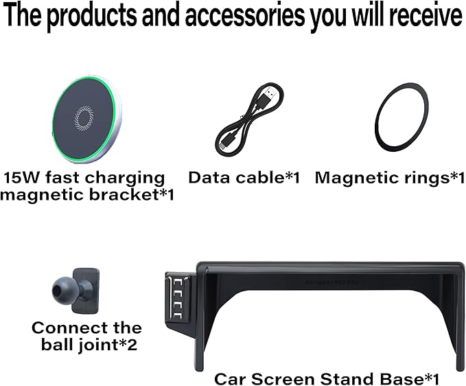 Car Phone Holder for Toyota RAV4 2019-2025 Accessories 15W Fast Wireless Charger Apply to 7/8 Inch Touch Screen Fixed Clip Magnetic Cell Phone Mount Hands-Free 360°Rotation