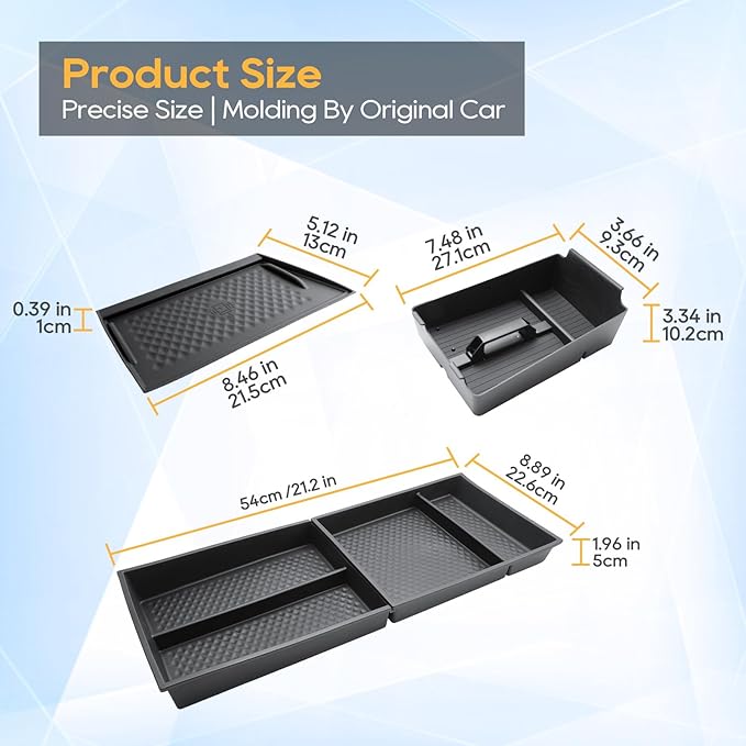 Murano Center Console Organizer for 2025 2026 Murano SL/SV/Platinum Accessories Armrest Storage Box, Lower Console Organizers, Wireless Charging Protective Mat 2025 2026 Murano Accessories 4PCS