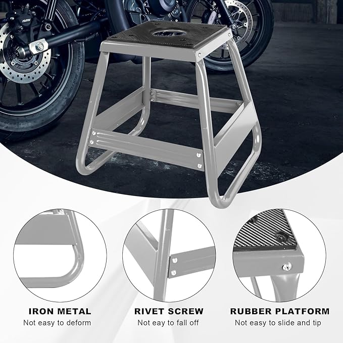Big RED 1000lb Capacity Dirt Bike Stand, Universal, Detachable Maintenance Motorcycle Lift for Kawasaki, Honda, Yamaha, Silver