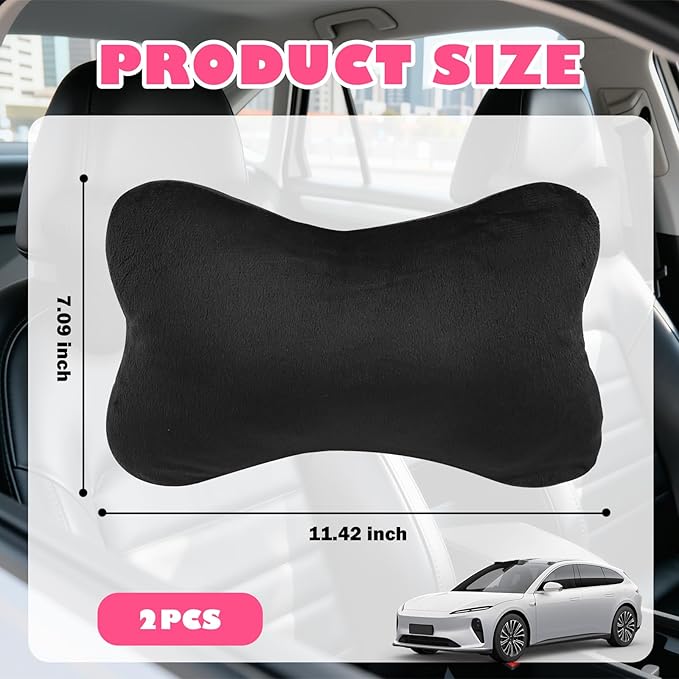 2PCS Soft Car Headrest Pillow,Ergonomic Car Neck Pillow for Driving Relief Neck Fatigue,Universal Cars Pillows Headrest for Cars Interior Accessories with Detachable Cover