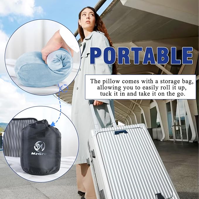 Back Lumbar Support Cushion for Office Chair - Soft Memory Foam Back Pillow for Back Pain - Bolster Cushion for Long Sitting, Driving, Travel, Bed - Versatile Pillow (Blue)