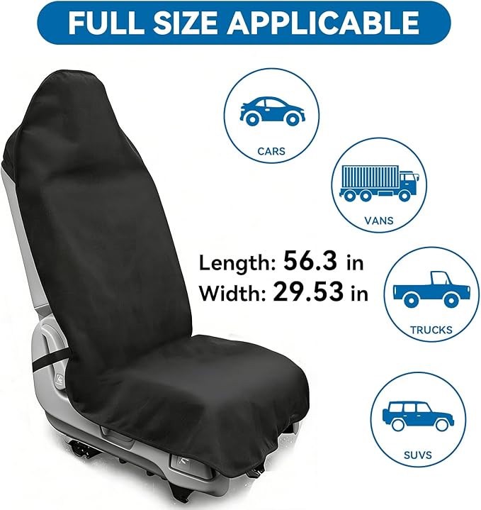 Waterproof Towel Car Seat Cover - Sweat-Wicking Post-Workout Seat Protector for Athletes, Gym, Yoga, Beach - Non-Slip, Machine Washable, Universal Fit Front Seat Mat