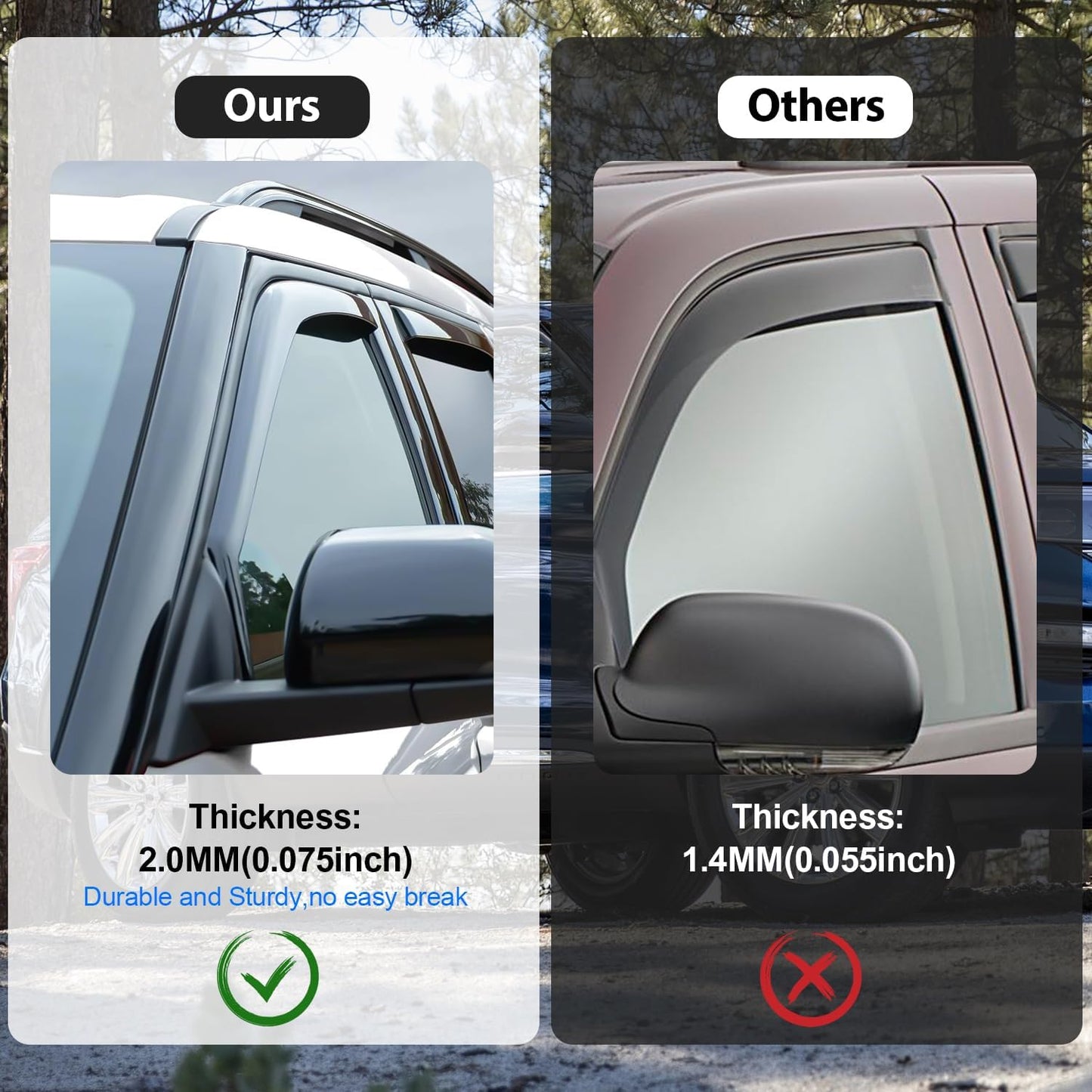 Nilight in Channel Rain Guards for Jeep Grand Cherokee L 2021 2022 2023 2024 Window Deflectors, Vent Window Visors-4PCS