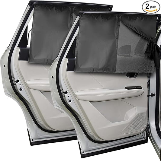 2PCS Car Window Shades, Magnetic Rear Side Window Car Sun Shades for Heat & UV Protection, Breathable Double Layer Window Sunshade, Auto Privacy Window Curtains for Baby