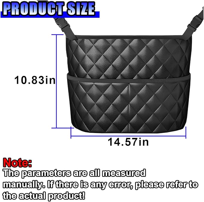 Car Net Pocket Handbag Holder Between Seats, Large Capacity Storage Bag for Front Seats, Leather Car Organizer Backseat Barrier for Kids Pet, Handbag Organizer Pocket Car Console Purse Holder