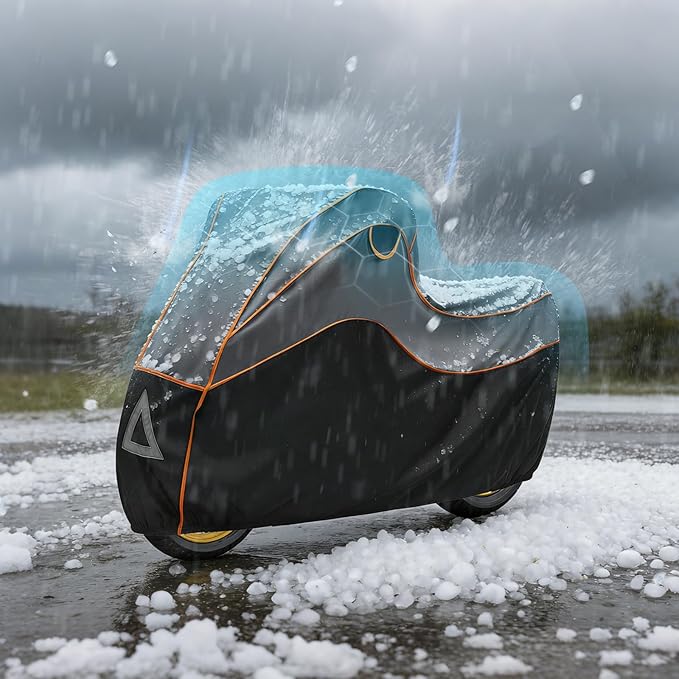 Thicken Hail Motorcycle Cover, Outdoor Waterproof Hail Motor Bike Cover for BMW R1200/1250 GS/Harley‑Davidson Street Glide/Honda Gold Wing/Yamaha tenere 700, with 5mm Thick EVA Cushion