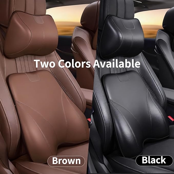 Memory Foam Car Headrest Neck Pillow Lumbar Support Cushion for Tesla Model Y/3/X/S BMW X3 X5 Lexus TX350 NX350 350h RX350 Volvo XC60 XC90 for Long Trips Driving Home Office(Black)