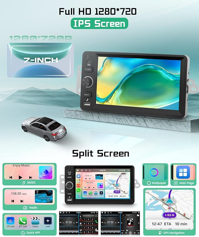 8 Core 4G+64G 5G WiFi Car Radio Stereo for 2003-2006 Chevrolet Chevy Silverado Tahoe GMC Sierra Yukon with Wireless Carplay Android Auto, 7" 1280P Touchscreen Radio BT 5.0 FM SWC Backup Camera