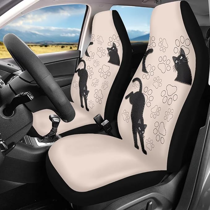 BIGCARJOB Cat Paws Car Seat Covers Set Universal Car Interior Seat Rugs 2 Pcs Auto Front Seat Protector Set for Women Car Accessories Set