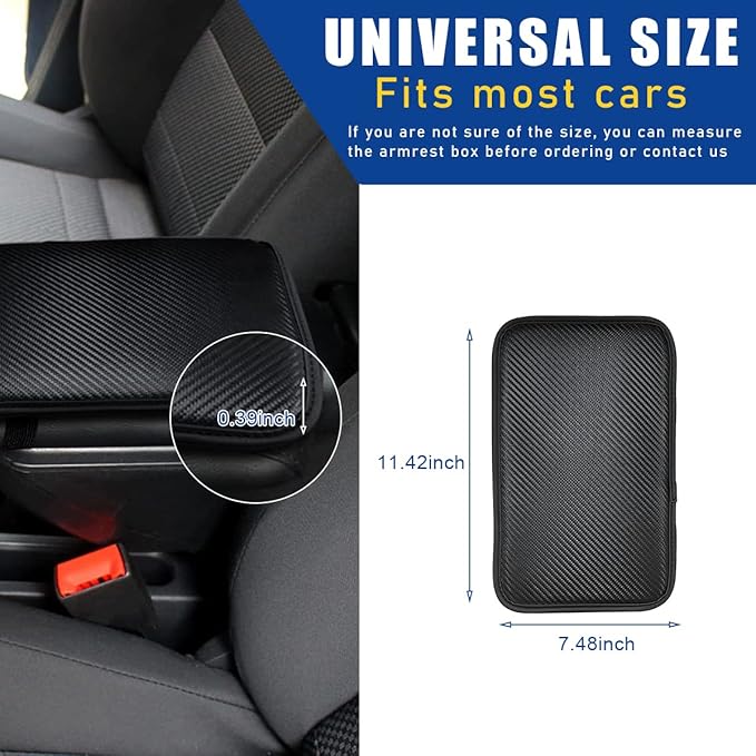 Ziciner Leather Car Center Console Armrest Pad, PU Waterproof Auto Seat Box Cover Protector, Hand Rest Cushion Protection Pad, Vehicles Interior Accessories Universal for Car,SUV (Carbon Fiber)