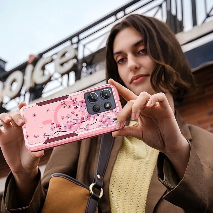 LISEVOfor Moto G Power 2025 Case - for Motorola Moto G Play 2025 Case Compatible with MagSafe Women Cute Girls Magnetic Protective Phone Cover Girly Flowers Blossom Heavy Duty Shockproof Design