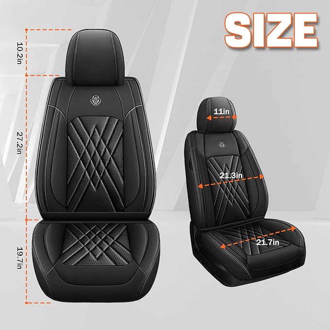 Car Seat Covers Compatible with Toyota Camry 2012-2026 Durable Waterproof Automotive Seat Covers Stretchable Fabric Material, Airbag Compatibility, Premium Nappa Leather(Black, 2 Pcs Front)