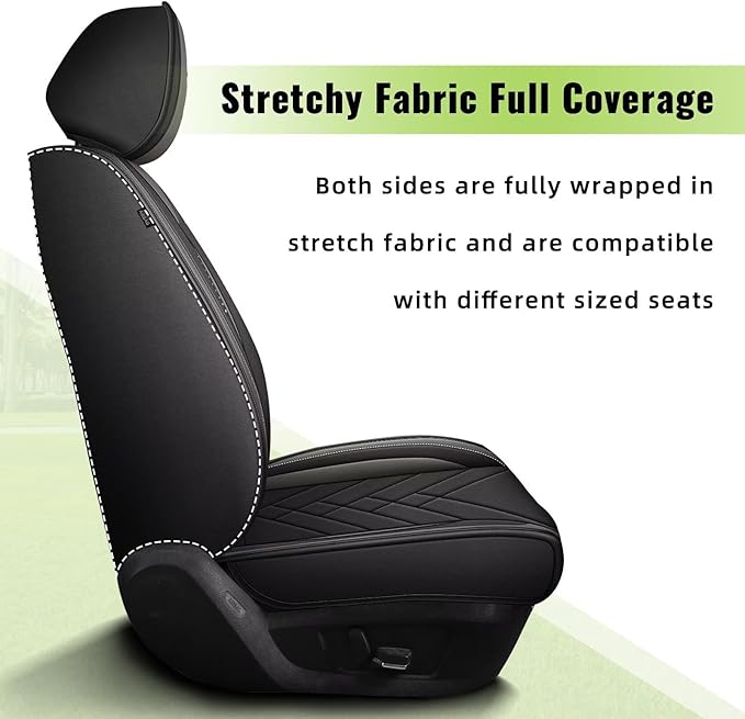 AOMSAZTO Car Seat Covers Fit for Kia Rio 2013-2023 Premium Front Seat Covers Waterproof Leather Automotive Seat Covers Compatible with Airbag (2 Seats,Grey)