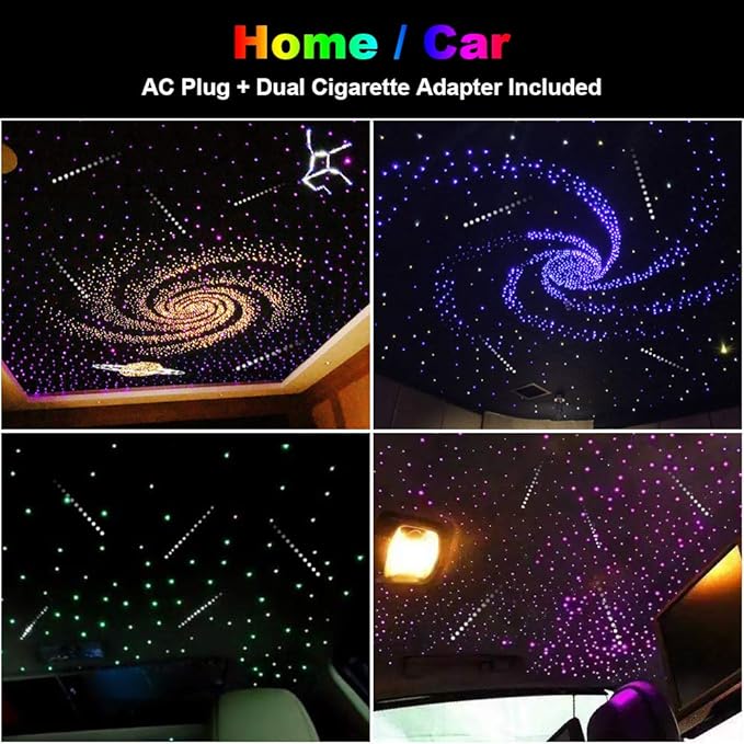 CHINLY 32W Meteor Twinkle 800pcs 13.1ft 0.03in Star Headliner Fiber Optic Lights kit+Shooting Stars Light kit,Music Mode Bluetooth APP Control Remote,RGBW Star Lights for Headliner/Ceiling/Theater