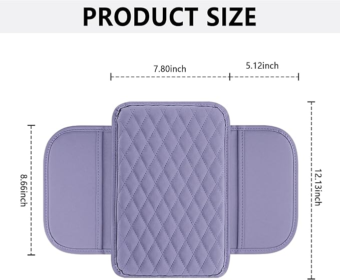 Upgraded Car Center Console Cover,Microfiber Leather Car Armrest Cover Cushion with 2 Storage Bags,Universal Cars Armrest Storage Box Cars Interior Accessories for Most Vehicles (Purple)