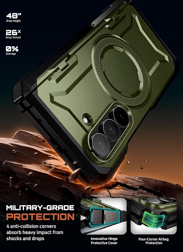 SUPCASE for Samsung Galaxy Z Fold 7 Case with Kickstand (UB Grip), [Compatible with MagSafe] [Built-in Tempered Glass Screen Protector] [Hinge Coverage] Military-Grade Protection Phone Case, Guldan