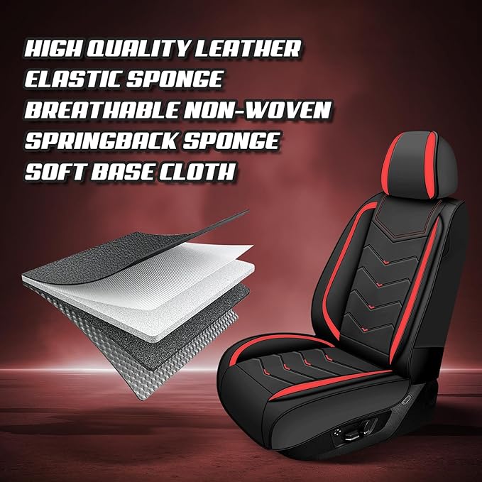 Car Seat Covers for Lexus ES 350 2007-2026, Premium Nappa Leather Car Seat Cover, Stylish Sport Seat Covers， Automobile Seat Cover Sets.(Luxury 5 Seats/Black Red)