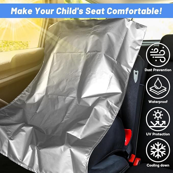 U0U Car Seat Sun Shade Cover,Baby Car Seat Heat Protector to Keep Toddler Seat at a Cool Temperature,Reflective Car Seat Covers Shield from Heat and UV Sunlight