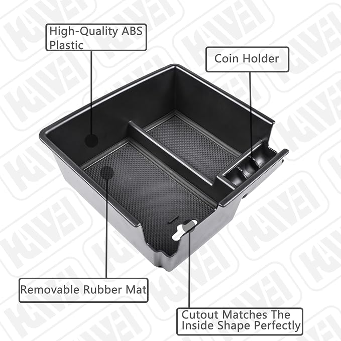 HGWEI Center Console Organizer Compatible with Ford Ranger 2019 2020 2021 2022 2023 XL XLT Lariat Accessories, Armrest Storage Box Secondary Insert Tray, Black