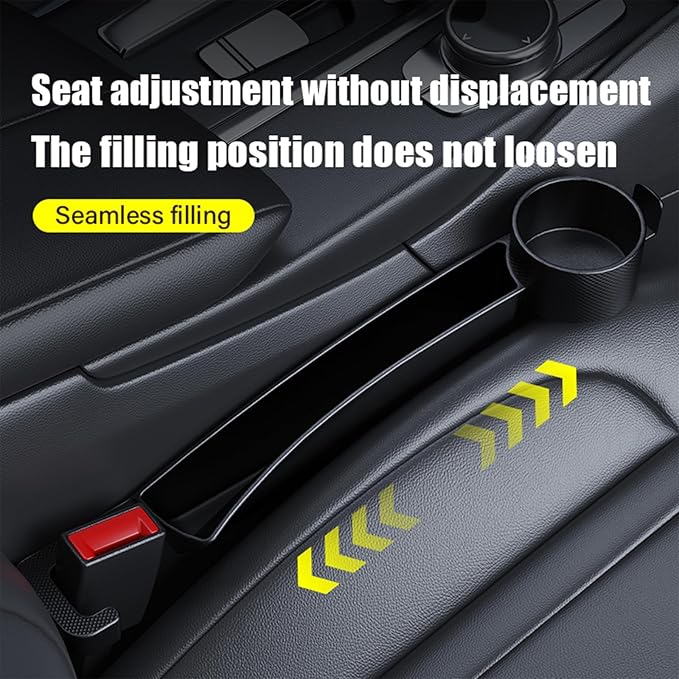 2 Pack Universal Dual Car Seat Gap Filler with Cup Holder, Car Gap Plug Seat Fillers with Cup Holders Odorless Black-Carbon Fiber Texture for Cars SUV Trucks, Console Side Gap Organizer Storage