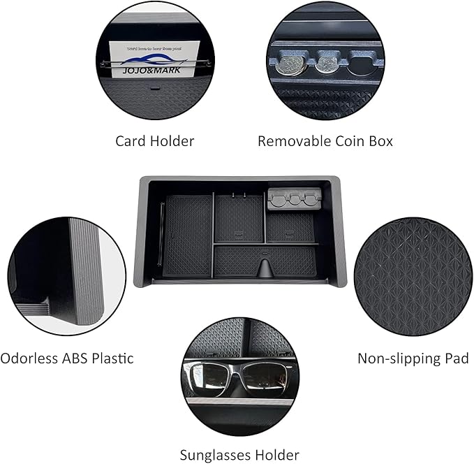 JOJOMARK Center Console Organizer Tray Compatible with 2014-2018 GMC Sierra Accessories, (2015-2020) Yukon/Chevy Tahoe Silverado Suburban, Armrest Storage Box Replaces 22817343(Black)