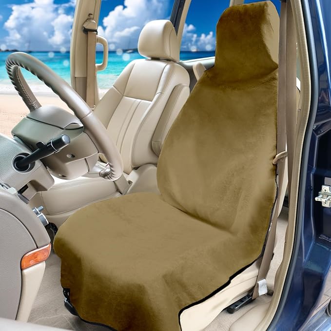 Waterproof Seat Cover Towel, 2PCS Premium Sweat Carseat Protector, Perfect for Universal Anti-Slip Car Truck SUV Seat, Great for Surfing Yoga Gym Workout, Brown
