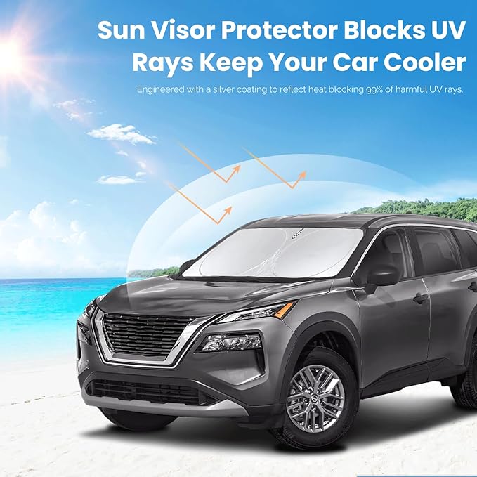 Custom Fit Nissan Murano 2015 2016-2022 2023 2024 2025 Windshield Sun Shade for Murano Front Window Sunshade 240T Upgrade Foldable Cover Sun Visor Shield Protector Blocks UV Rays Car Accessories