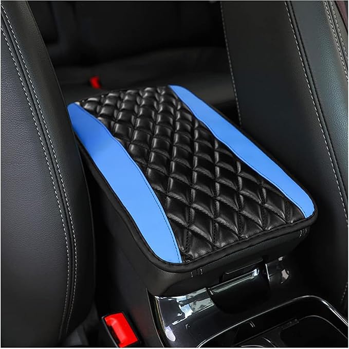 Leather Car Center Console Armrest Pad for Toyota Tacoma 2005-2023, Auto Armrest Cushion, Waterproof Seat Box Cover Protector, Vehicle Interior Decor Accessories, Blue